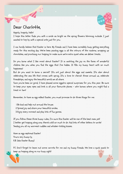 Personalised letter from the Easter Bunny *Instant Download*